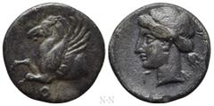 Greek Coins CORINTHIA. Corinth. Hemidrachm (Circa 350-300 BC). Obv: Forepart of Pegasus left; koppa below. Rev: Head of Aphrodite left; Γ to lower left. BCD Corinth 183-4; HGC 5, 1878. Condition: Near