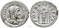 Roman Imperial Coins MAXIMINUS THRAX (235-238). Denarius. Rome. Obv: IMP MAXIMINVS PIVS AVG. Laureate, draped and cuirassed bust right. Rev: P M TR P II COS P P. Emperor standing left with spear, flan
