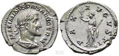 Roman Imperial Coins MAXIMINUS THRAX (235-238). Denarius. Rome. Obv: MAXIMINVS PIVS AVG GERM. Laureate, draped and cuirassed bust right. Rev: PAX AVGVSTI. Pax standing left, holding branch and sceptre