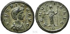 Roman Imperial Coins SEVERINA (Augusta, 270-275). Ae Denarius. Rome. Obv: SEVERINA AVG. Draped bust right, wearing stephane. Rev: VENVS FELIX / Δ. Venus standing left, holding uncertain object and sce