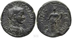 Roman Provincial Coins LYCIA. Limyra. Gordian III (238-244). Ae. Obv: ΑΥΤ ΚΑΙ Μ ΑΝΤ ΓΟΡΔΙΑΝΟϹ ϹЄΒ. Laureate, draped and cuirassed bust right. Rev: ΛΙΜΥΡЄωΝ. Tyche standing left, holding rudder on glob