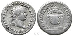 Roman Imperial Coins TITUS (79-81). Denarius. Rome. Obv: IMP TITVS CAES VESPASIAN AVG P M. Laureate head right. Rev: TR P IX IMP XV COS VIII P P. Draped semicircular pulvinar, decorated with three cre