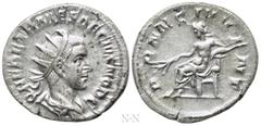 Roman Imperial Coins HERENNIUS ETRUSCUS (Caesar, 249-251). Antoninianus. Rome. Obv: Q HER ETR MES DECIVS NOB C. Radiate and draped bust right. Rev: PRINC IVVENT. Apollo seated left on throne, holding 