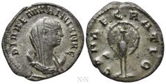 Roman Imperial Coins DIVA MARINIANA (Died before 253). Antoninianus. Rome. Obv: DIVAE MARINIANAE. Veiled and draped bust right, set on crescent. Rev: CONSECRATIO. Peacock standing facing, head right, 