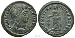 Roman Imperial Coins HELENA (Augusta, 324-328/30). Follis. Siscia. Obv: FL HELENA AVGVSTA. Diademed and mantled bust right. Rev: SECVRITAS REIPVBLICE / ΓSIS (double crescent). Securitas standing left,