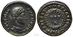 Roman Imperial Coins CRISPUS (Caesar, 316-326). Follis. Siscia. Obv: IVL CRISPVS NOB C. Laureate head right. Rev: CAESARVM NOSTRORVM / ΓSIS (sun). VOT / X in two lines within wreath. RIC 181. Conditio