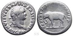 Roman Imperial Coins TITUS (79-81). Denarius. Rome. Obv: IMP TITVS CAES VESPASIAN AVG P M. Laureate head right. Rev: TR P IX IMP XV COS VIII P P. Elephant advancing left. RIC² 115. Condition: Good fin