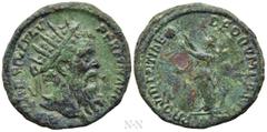 Roman Imperial Coins PERTINAX (193). Dupondius. Rome. Obv: IMP CAES P HELV PERTIN AVG. Radiate head right. Rev: PROVIDENTIAE DEORVM COS II S C. Providentia standing left, both arms raised toward star 
