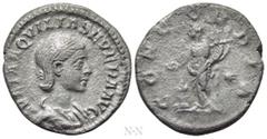 Roman Imperial Coins AQUILIA SEVERA (Augusta, 220-221 & 221-222). Denarius. Rome. Obv: IVLIA AQVILIA SEVERA AVG. Draped bust right. Rev: CONCORDIA. Concordia standing left, holding double cornucopia a
