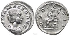 Roman Imperial Coins JULIA MAESA (Augusta, 218-224/5). Denarius. Rome. Obv: IVLIA MAESA AVG. Draped bust right. Rev: PVDICITIA. Pudicitia seated left on throne, drawing veil from face and holding scep