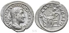 Roman Imperial Coins MAXIMINUS THRAX (235-238). Denarius. Rome. Obv: IMP MAXIMINVS PIVS AVG. Laureate, draped and cuirassed bust right. Rev: SALVS AVGVSTI. Salus seated left on throne, feeding serpent