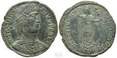 Roman Imperial Coins VALENTINIAN I (364-375). Ae. Contemporary imitation. Obv: D N VALENTINIANVS P F AVG. Diademed, draped and cuirassed bust right. Rev: Blundered legend. Emperor standing right, hold