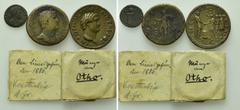 Group Lots 3 Coins From an Old Collection: One Follis found at the Limes 1886; Paduan of Otho after Cavino; Sestertius of Hadrian. Obv: . Rev: . . Condition: See picture. Weight: g. Diameter: mm.