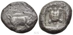 Greek Coins DYNASTS OF LYCIA. Uncertain dynast (Circa 490/80-440/30 BC). Stater. Obv: Boar standing right. Rev: Tortoise within beaded square border; all within incuse square. Müseler II 30-1; Falgher