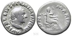 Roman Imperial Coins VITELLIUS (69). Denarius. Rome. Obv: A VITELLIVS GERM IMP AVG TR P. Laureate head right. Rev: PONT MAXIM. Vesta, veiled, seated right on throne, holding patera and sceptre. RIC² 1