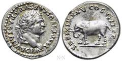 Roman Imperial Coins TITUS (79-81). Denarius. Rome. Obv: IMP TITVS CAES VESPASIAN AVG P M. Laureate head right. Rev: TR P IX IMP XV COS VIII P P. Elephant advancing left. RIC² 115. Ex Ponterio 124 (20