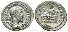 Roman Imperial Coins MAXIMINUS THRAX (235-238). Denarius. Rome. Obv: IMP MAXIMINVS PIVS AVG. Laureate, draped and cuirassed bust right. Rev: SALVS AVGVSTI. Salus seated left on throne, feeding serpent