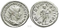 Roman Imperial Coins GORDIAN III (238-244). Antoninianus. Rome. Obv: IMP GORDIANVS PIVS FEL AVG. Radiate, draped and cuirassed bust right. Rev: P M TR P VI COS II P P. Gordian standing right, in milit