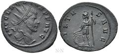 Roman Imperial Coins CLAUDIUS II GOTHICUS (268-270). Antoninianus. Cyzicus. Obv: IMP CLAVDIVS P F AVG. Radiate head right; three pellets below. Rev: VIRTVS AVG / SPQR. Virtus standing left, holding sp