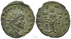Roman Imperial Coins QUINTILLUS (270). Antoninianus. Mediolanum. Obv: IMP QVINTILLVS AVG. Radiate, draped and cuirassed bust right. Rev: FIDES MILIT / S. Fides standing facing, head left, holding sign