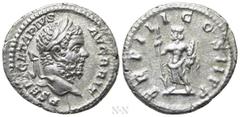 Roman Imperial Coins GETA (209-211). Denarius. Rome. Obv: P SEPT GETA PIVS AVG BRIT. Laureate head right, with long beard. Rev: TR P III COS II P P. Janus standing facing, holding spear and thunderbol