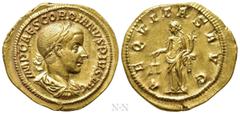 Roman Imperial Coins GORDIAN III (238-244). Aureus. Rome. Obv: IMP CAES GORDIANVS PIVS AVG. Laureate, draped and cuirassed bust right. Rev: AEQVITAS AVG. Aequitas standing left, holding cornucopia and