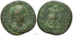 Roman Imperial Coins HERENNIA ETRUSCILLA (Augusta, 249-251). Double Sestertius. Rome. Obv: HERENNIA ETRVSCILLA AVG. Diademed and draped bust right, set on crescent. Rev: PVDICITIA AVG. Pudicitia seate