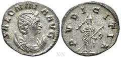 Roman Imperial Coins SALONINA (Augusta, 254-268). Antoninianus. Rome. Obv: SALONINA AVG. Draped bust right, wearing stephane and set upon crescent. Rev: PVDICITIA. Pudicitia standing left, raising vei