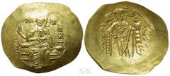 Byzantine Coins ALEXIUS I COMNENUS (1081-1118). GOLD Hyperpyron. Constantinople. Obv: + KЄ ROHΘЄI / IC - XC. Christ Pantokrator seated facing on throne, raising right hand in benediction. Rev: AΛЄΞIω 