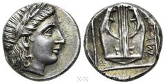 Greek Coins LESBOS. Mytilene. Hemidrachm or Triobol (Circa 350-250 BC). Obv: Laureate head of Apollo right. Rev: MYTI. Lyre within linear border. BMC 36; HGC 6, 1044. Ex Frank Sternberg 12 (1981), lot