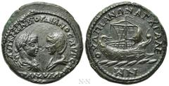Roman Provincial Coins THRACE. Anchialus. Gordian III, with Tranquillina (238-244). Ae. Obv: AVT K M ANT ΓOPΔIANOC AVΓ CAB / TPANKVΛΛINA. Draped busts of Gordian, laureate and cuirassed, and Tranquill
