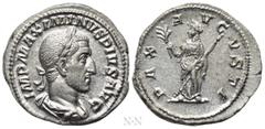 Roman Imperial Coins MAXIMINUS THRAX (235-238). Denarius. Rome. Obv: IMP MAXIMINVS PIVS AVG. Laureate, draped and cuirassed bust right. Rev: PAX AVGVSTI. Pax standing left, holding branch and transver