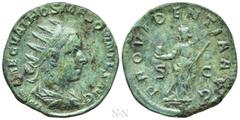 Roman Imperial Coins HOSTILIAN (251). Dupondius. Rome. Obv: IMP CAE C VAL HOS MES QVINTVS AVG. Radiate, draped and cuirassed bust right. Rev: PROVIDENTIA AVG / S - C. Providentia standing left, holdin