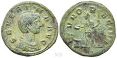 Roman Imperial Coins SEVERINA (Augusta, 270-275). As. Rome. Obv: SEVERINA AVG. Diademed and draped bust right. Rev: IVNO REGINA / [officina in exergue]. Juno standing left, holding patera and sceptre;