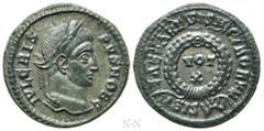 Roman Imperial Coins CRISPUS (Caesar, 316-326). Follis. Siscia. Obv: IVL CRISPVS NOB C. Laureate head right. Rev: CAESARVM NOSTRORVM / ΔSIS (sun). VOT / X in two lines within wreath. RIC 181. Reverse 