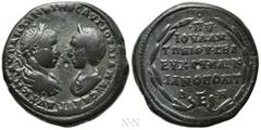 Roman Provincial Coins MOESIA INFERIOR. Marcianopolis. Elagabalus, with Julia Maesa (218-222). Pentassarion. Julius Antonius Seleucus, legatus consularis. Obv: ΑΥΤ Κ Μ ΑΥΡ ΑΝΤΩΝΕΙΝΟϹ ΑΥΓ ΙΟΥΛΙΑ ΜΑΙϹΑ 