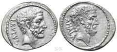 Roman Republican Coins Q. SERVILIUS CAEPIO (M. JUNIUS) BRUTUS. Denarius (54 BC). Rome. Obv: BRVTVS. Bare head of L. Junius Brutus right. Rev: AHALA. Bare head of C. Servilius Ahala right. Crawford 433