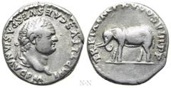 Roman Imperial Coins TITUS (79-81). Denarius. Rome. Obv: IMP TITVS CAES VESPASIAN AVG P M. Laureate head right. Rev: TR P IX IMP XV COS VIII P P. Elephant advancing left. RIC² 115. Condition: Very fin
