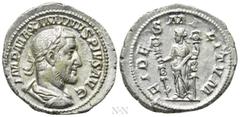 Roman Imperial Coins MAXIMINUS THRAX (235-238). Denarius. Rome. Obv: IMP MAXIMINVS PIVS AVG. Laureate, draped and cuirassed bust right. Rev: FIDES MILITVM. Fides standing left, holding signum in each 