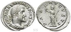 Roman Imperial Coins MAXIMINUS THRAX (235-238). Denarius. Rome. Obv: IMP MAXIMINVS PIVS AVG. Laureate, draped and cuirassed bust right. Rev: PAX AVGVSTI. Pax standing left, holding branch and transver