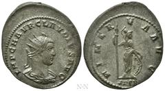 Roman Imperial Coins CLAUDIUS II GOTHICUS (268-270). Antoninianus. Smyrna. Obv: IMP C M AVR CLAVDIVS AVG. Radiate, draped and cuirassed bust right. Rev: MINERVA AVG / SPQR. Minerva standing right, hol
