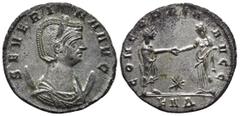 Roman Imperial Coins SEVERINA (Augusta, 270-275). Antoninianus. Serdica. Obv: SEVERINA AVG. Diademed and draped bust right set on crescent. Rev: CONCORDIA AVGG / (star) / KAΔ. Emperor and Concordia st