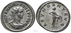 Roman Imperial Coins CARUS (282-283). Antoninianus. Ticinum. Obv: IMP C M AVR KARVS P F AVG. Radiate, draped and cuirassed bust right. Rev: ABVNDANT AVG. Abundantia standing right, emptying cornucopia