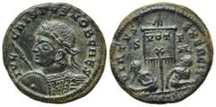 Roman Imperial Coins CRISPUS (Caesar, 316-326). Follis. Siscia. Obv: IVL CRISPVS NOB CAES. Laureate and cuirassed bust left, holding spear and shield. Rev: VIRTVS EXERCIT / S F HL / [...]SIS[...]. Two
