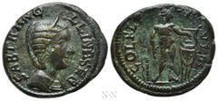 Roman Provincial Coins THRACE. Deultum. Tranquillina (Augusta, 238-244). Ae. Obv: SAB TRANQVILLINA SEB. Diademed and draped bust right. Rev: COL FL PAC DEVLT. Apollo standing right, holding plectrum a