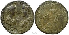 Roman Provincial Coins CARIA. Stratonicaea. Caracalla with Plautilla (198-217). Ae. Tiberius Claudius Dionysios, president of the college of the grammateis. Obv: ΑΥΤΟΚΡΑ ΚΑΙ Μ ΑΥΡ ΑΝ ΚΑΙ ΘЄ ϹЄΒ ΝЄ ΤϹΛ