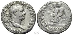Roman Imperial Coins VESPASIAN (69-79). Denarius. Lugdunum. Obv: IMP CAESAR VESPASIANVS AVG TR P. Laureate head right. Rev: TITVS ET DOMITIANVS PRIN IVEN. Titus and Domitian seated left on curule chai