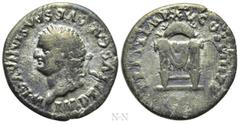 Roman Imperial Coins TITUS (79-81). Denarius. Rome. Obv: IMP TITVS CAES VESPASIAN AVG P M. Laureate head left. Rev: TR P IX IMP XV COS VIII P P. Draped pulvinar. RIC² 123. Condition: Good fine. Weight