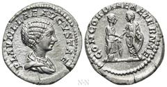 Roman Imperial Coins PLAUTILLA (Augusta, 202-205). Denarius. Rome. Obv: PLAVTILLAE AVGVSTAE. Draped bust right. Rev: CONCORDIAE AETERNAE. Caracalla and Plautilla standing facing one another, clasping 