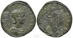 Roman Imperial Coins JULIA SOAEMIAS (Augusta, 218-222). Sestertius. Rome. Obv: IVLIA SOAEMIAS AVG. Draped bust right, wearing stephane. Rev: VENVS CAELESTIS / S - C. Venus Caelestis standing left, hol
